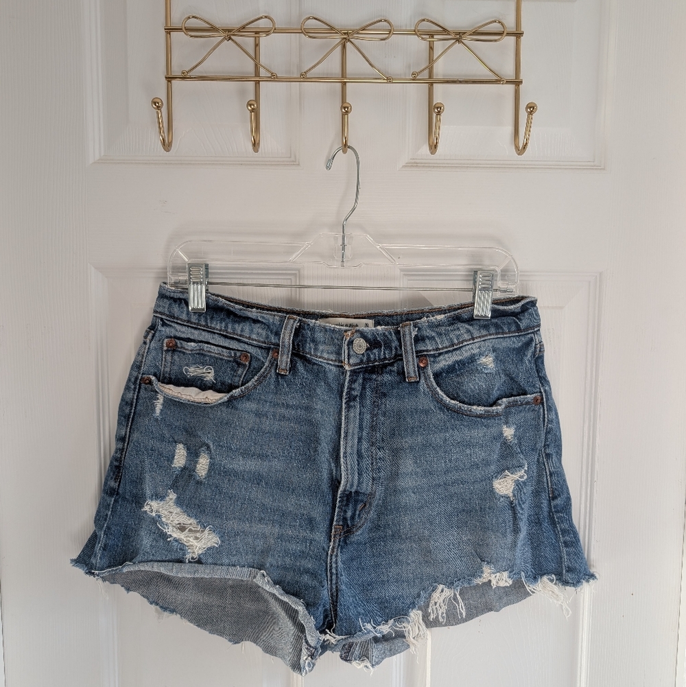 Abercrombie & Fitch Blue Distressed Jean Shorts